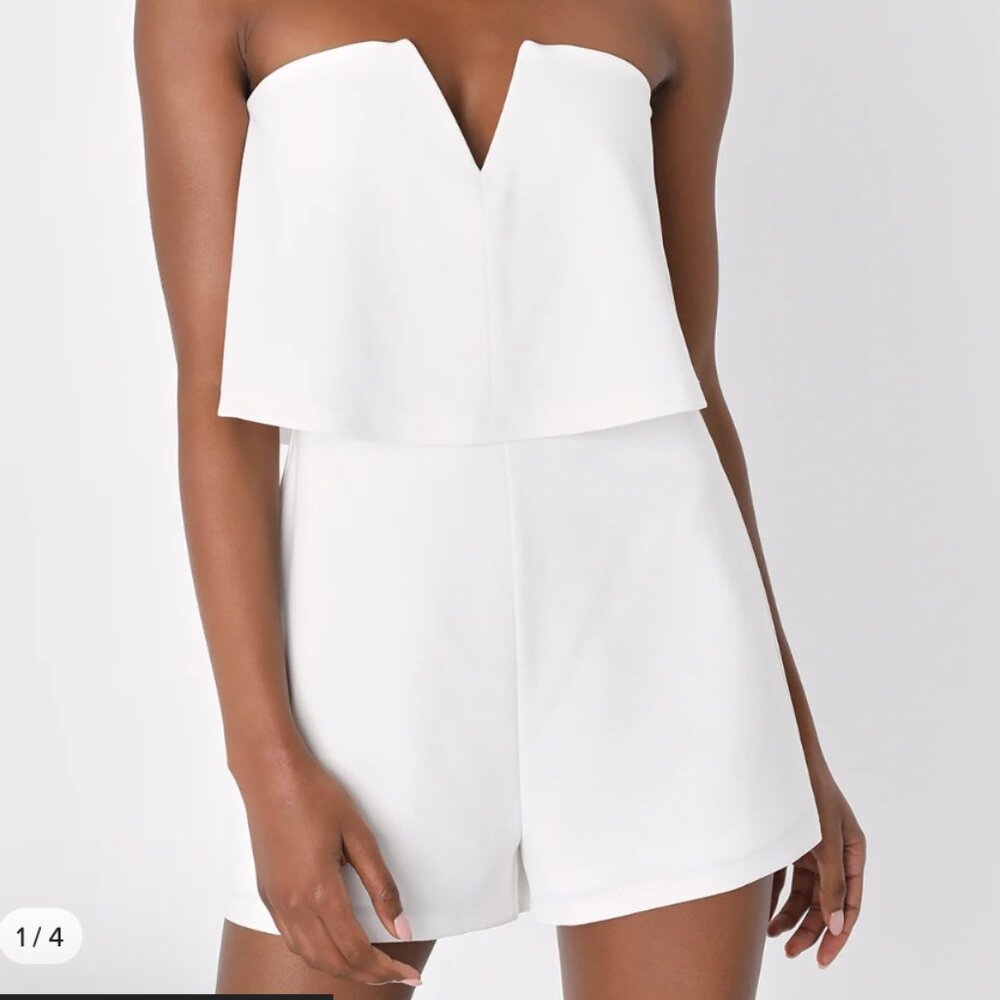 Power of Love White Strapless Romper - worn once